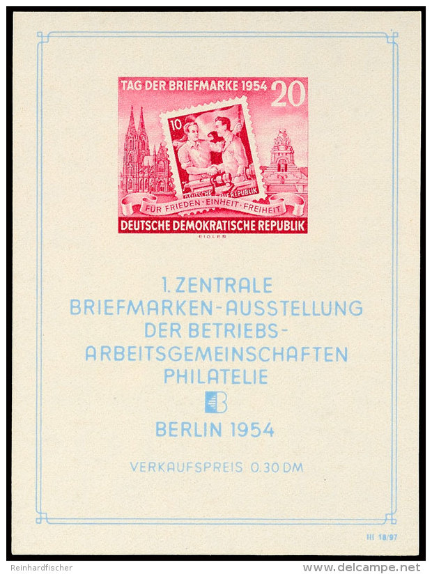 Briefmarkenausstellungsblock Mit Plattenfehler "Punkt über Rechtem Oberem Block-Einfassungsornament", Tadellos... - Autres & Non Classés