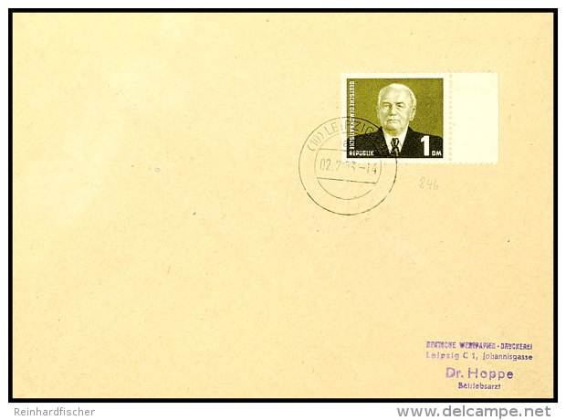 1 DM Pieck III Mit Rechtem Rand Auf FDC Von LEIPZIG 2.2.53, Tadellos, Fotoattest Paul BPP "... Einwandfrei... Der... - Otros & Sin Clasificación