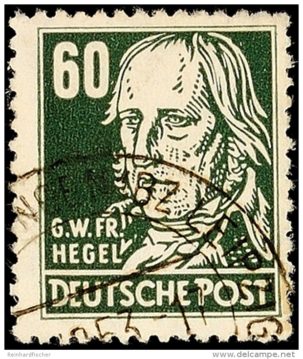 60 Pfg Hegel Schwarzgrün, Zeitgerecht Gestempelt, Gepr. Paul BPP, Mi. 80,-, Katalog: 338bXI O60 Pfg Hegel... - Autres & Non Classés