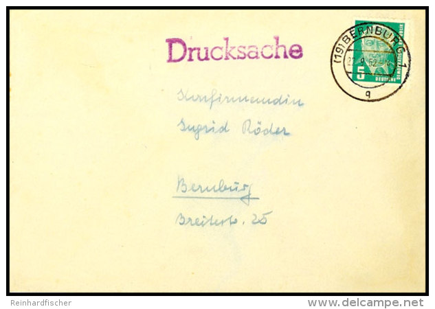 5 Pfg Pieck II Auf FDC Von BERNBURG 22.9.52, Tadellos, Mi. 600,-, Katalog: 322FDC BF5 Pfg Pieck II On First Day... - Autres & Non Classés