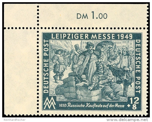 12 Pfg Leipziger Herbstmesse 1949, Linkes Oberes Eckrandstück Mit Plattenfehler I, Tadellos Postfrisch, Tiefst... - Autres & Non Classés