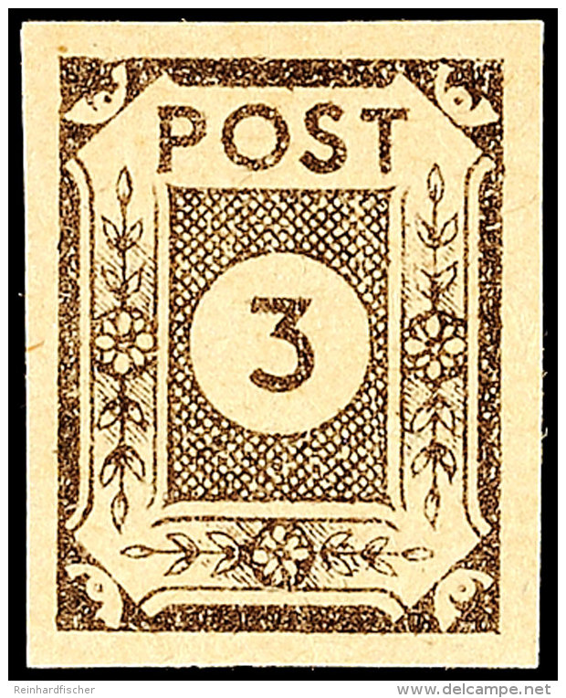 3 Pf. Braunschwarz, Tx-Papier, Type I, Tadellos Postfrisch, Gepr. Ströh BPP, Mi. 3.800.-, Katalog: 51ctxI... - Sonstige & Ohne Zuordnung