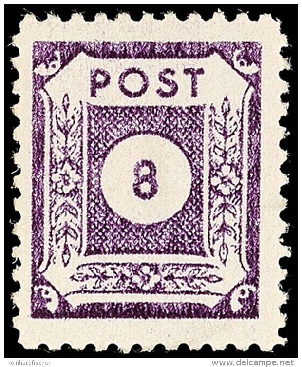 8 Pf. Grauviolett, Gez. Coswig DII, Tadellos Postfrisch, Gepr. Ströh BPP, Mi. 600.-, Katalog: 44DIIc **8... - Autres & Non Classés