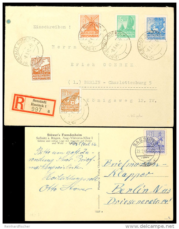 3 Pf.-5 Pf., 8 Pf. Und 10 Pf. Abschied A. Gelaufenem Unterfrankiertem R.-Brief Nach Berlin (rs. Ank.-Stpl.) Und 6... - Autres & Non Classés