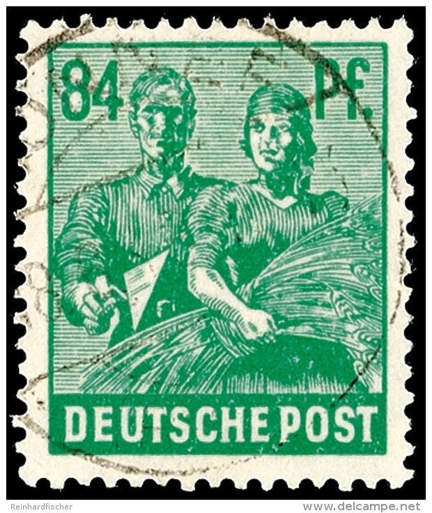 84 Pfennig Arbeiterserie, Dunkelsmaragdgrün, Tadellos Gestempelt, Fotobefund Arge Hohmann Und H.-D. Schlegel... - Autres & Non Classés