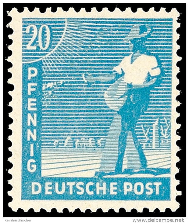 20 Pfennig Arbeiterserie, Grünlichblau, Tadellos Postfrisch, Fotobefund Arge Hohmann, Mi. 200.-... - Autres & Non Classés