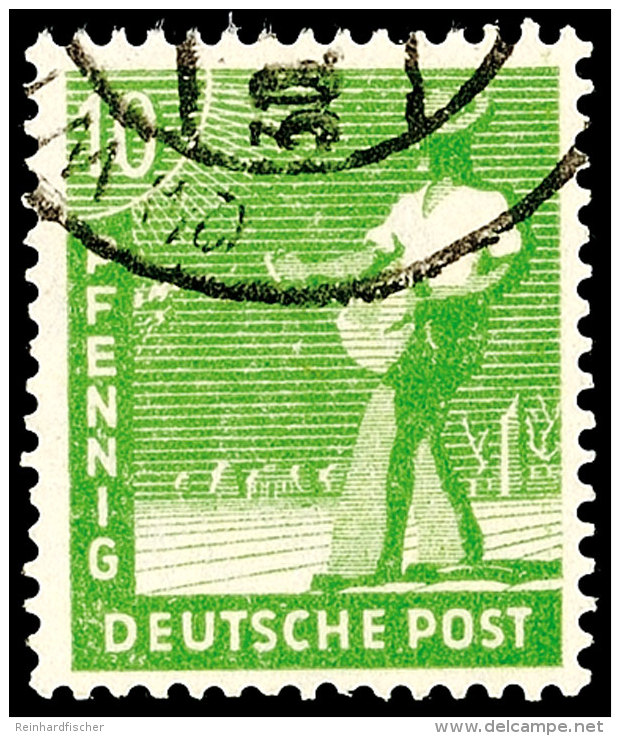 10 Pfennig Arbeiterserie, Schwärzlichgelblichgrün, Tadellos Gestempelt, Fotobefund H.-D. Schlegel BPP... - Autres & Non Classés