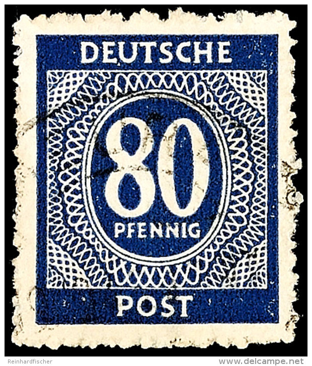 80 Pfennig Ziffernausgabe, Schwärzlichkobalt, Tadellos Gestempelt, Arge Farbgeprüft Und Gepr. Schlegel... - Autres & Non Classés