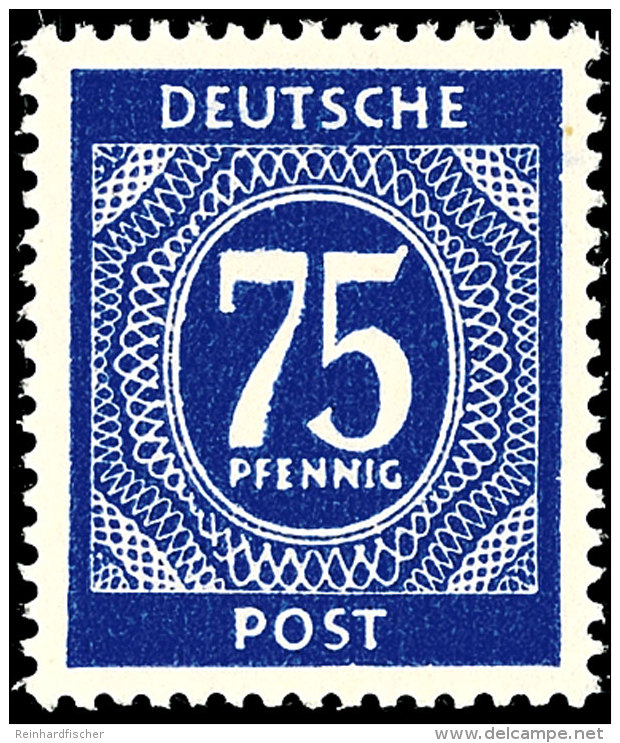 75 Pfennig Ziffernausgabe, Dunkellilaultramarin, Tadellos Postfrisch, Fotobefund Arge Bernhöft, Mi. 700.-... - Otros & Sin Clasificación