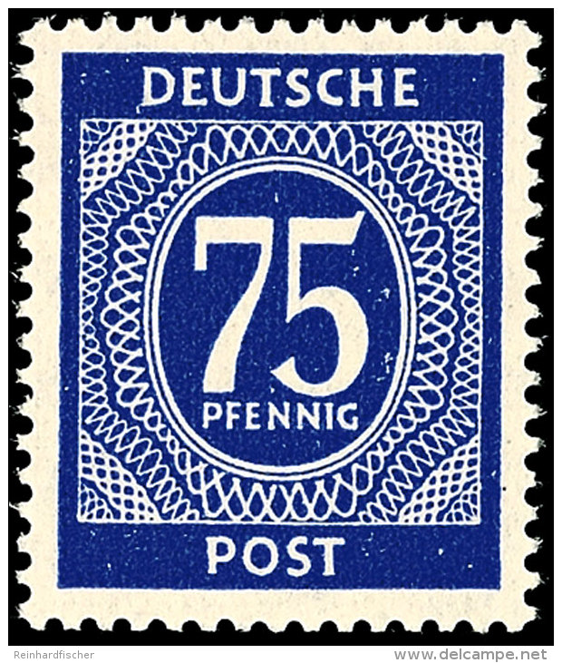 75 Pfennig Ziffernausgabe, Lebhaftlilaultramarin, Tadellos Postfrisch, Arge Farbgeprüft, Mi. 120.-, Katalog:... - Autres & Non Classés