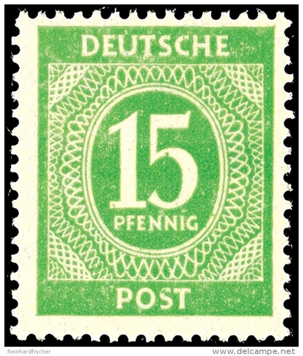 15 Pfg Ziffern In Fehlfarbe "hellgelbgrün", Tadellos Postfrisch, Fotobefund Hohmann, Mi. 700.- - Seltene... - Autres & Non Classés
