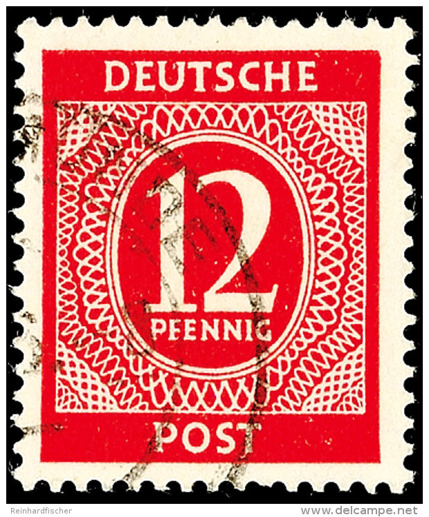 12 Pfennig Ziffernausgabe, Dunkelrosa, Tadellos Gestempelt, Fotobefund A. Schlegel BPP: "echt, Einwandfrei", Mi.... - Otros & Sin Clasificación