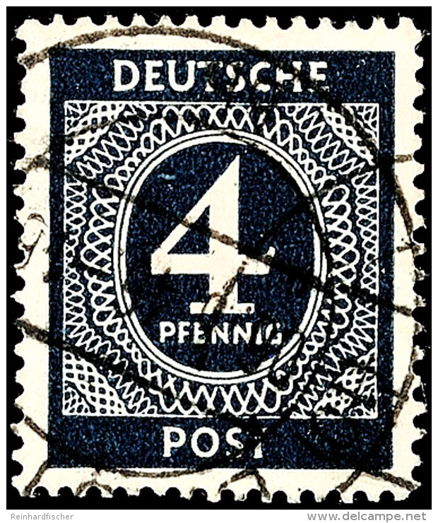 4 Pfennig Ziffernausgabe, Schwarzblau, Tadellos Gestempelt, Gepr. Arge Und Schlegel A. BPP, Mi. 100.-, Katalog:... - Autres & Non Classés