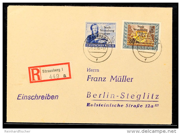 6 Und 80 Pfg Aufdruck "Stadt Strausberg 1945", Auf R-Brief Nach Berlin-Steglitz (Ankstpl), Katalog: 12,26 BF6... - Otros & Sin Clasificación