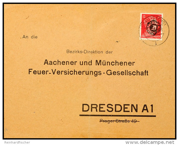 12 Pfg. Hitler Mit Handstempel-Aufdruck Bedarfsgebraucht Auf Firmen-Vordruckbrief Von LÖBAU 16.6.45 Nach... - Loebau