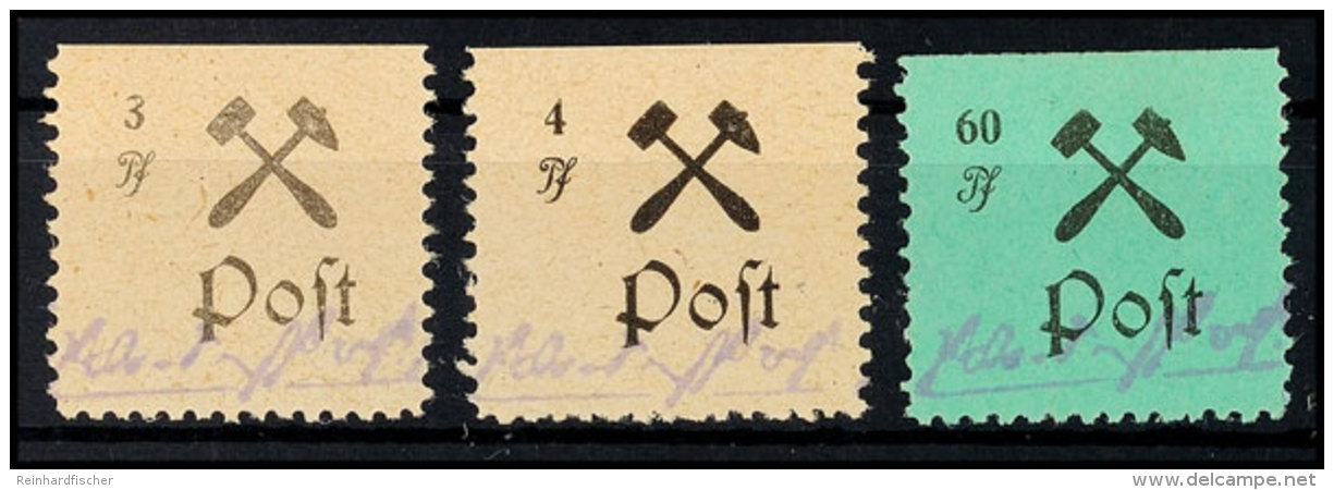 3, 4 U. 60 Pfg Gebührenmarken, Je Type III, Tadellos Postfrisch, Mi. 60.-, Katalog: 13,14,24AIII BF3, 4... - Grossraeschen