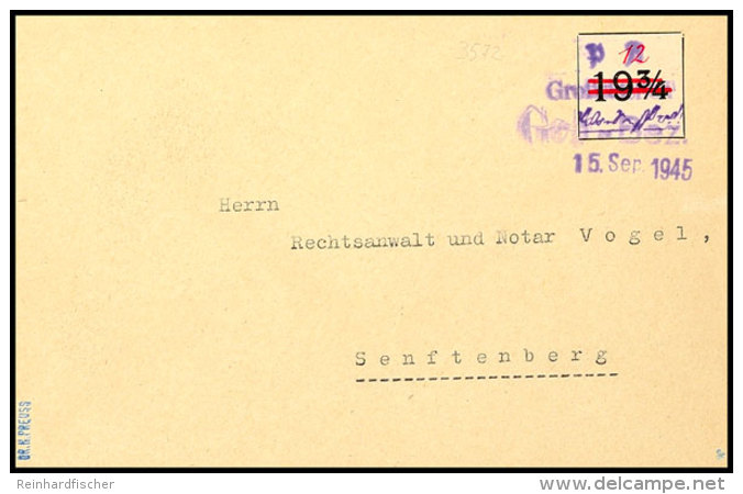 12 Pfg Vorläuferzettel, Abart "ungezähnt", Tadellos Gestempelt Mit Notstempel In Type B Vom 15. Sep. 1945... - Grossraeschen