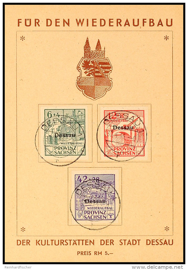 6 Bis 12 Pfg Spendenmarken, Aufdruck "Dessau", Geschnitten, Kpl. Auf Spendenkarte (dickes Papier), Katalog: I/III B... - Dessau