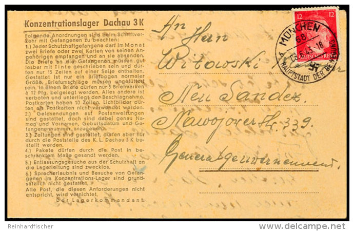 KZ Dachau - Außenlager München: 1943, Vordruck-Faltbrief Mit Rückseitigem Absender-Vermerk... - Otros & Sin Clasificación