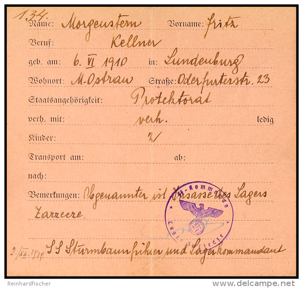 Zarzecze - Zwangsarbeiterlager Für Juden: 1939, Kennkarte Für Einen Insassen Mit Briefstempel... - Other & Unclassified