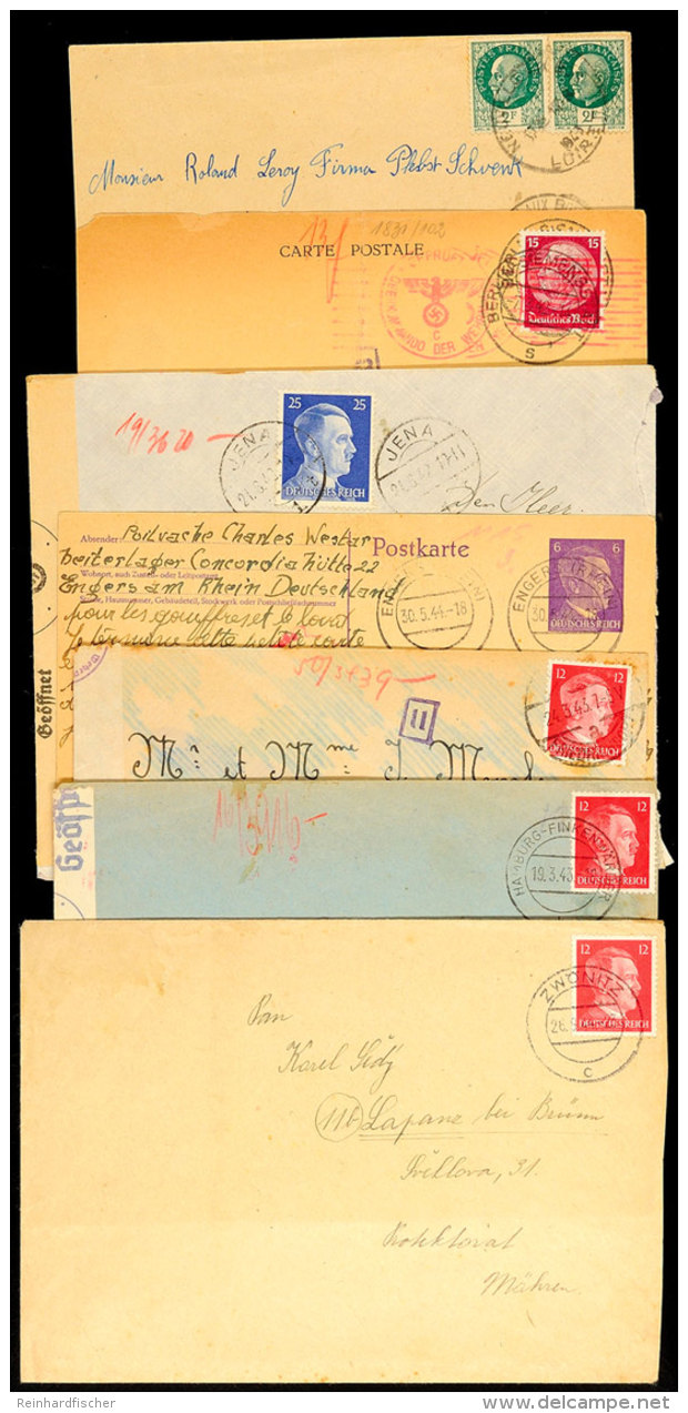 1942/1944, Partie Mit 7 Frankierten Briefen Und Karten Von Frz., Belg. Und Tschechischen Fremdarbeitern (einmal... - Autres & Non Classés