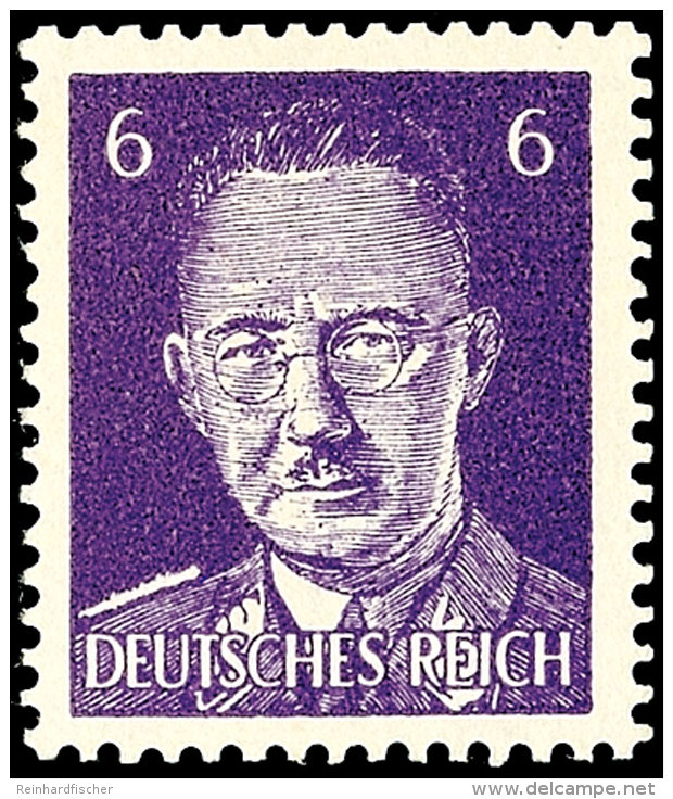 6 Pf Himmler In Type II (enge Linien) Postfrisch, Oben Nachgezähnt, Ansonsten Einwandfrei, Signiert, Mi.... - Autres & Non Classés