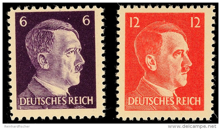 6 Pfg. Und 12 Pfg. Hitler Als Propagandafälschung, Postfrisch, Pracht, Signiert Oertel, Mi. 120,- (im Neuen... - Autres & Non Classés