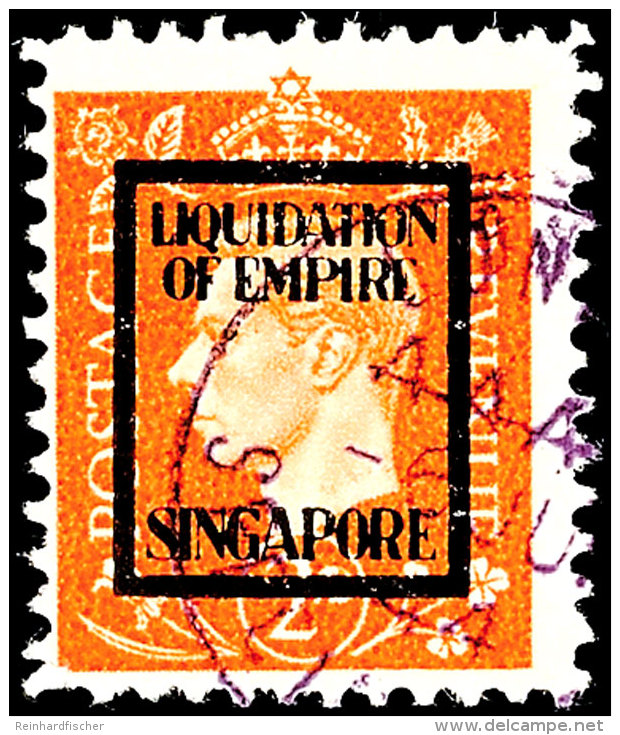 2 D Singapore Tadellos Gestempelt, Fotokurzbefund Pieles BPP, Mi. 140,- Attest/Certificate:... - Otros & Sin Clasificación