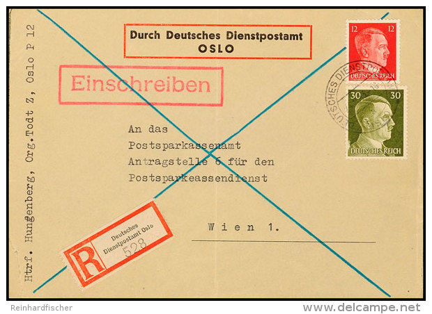 DDP Norwegen 1942-1944, Vier Briefe Ab Deutsches Postamt Bzw. Deutsches Dienstpostamt Oslo, Dabei 2 Codierte... - Autres & Non Classés