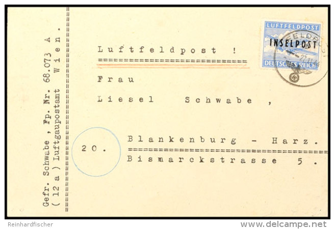 1944, Insel Rhodos Zulassungsmarke Durchstochen Mit Notstempel "b 27.11.44" Auf Feldpostbrief Mit... - Autres & Non Classés