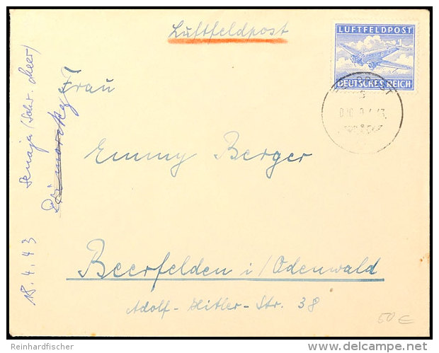 1943, Luftfeldpostbrief Vom 18.4.43 Nach Beerfelden/Odenwald, Absender: Leutnant Berger, Feldpostnummer 34645... - Sonstige & Ohne Zuordnung