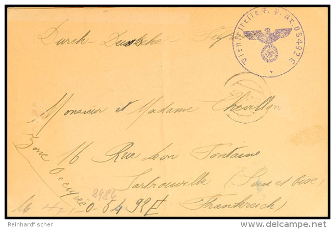 1942, Franzosen In Der Wehrmacht, Brief Mit Aptiertem Tagesstempel "...42" Sowie Briefstempel Und Absenderangabe... - Autres & Non Classés