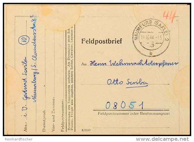 AOK 10, Mehrteilige Korrespondenz An Wehrmachts-Oberpfarrer Scriba Bei Fp-Nr. 08051, August-Dezember 1944, Einsatz... - Autres & Non Classés