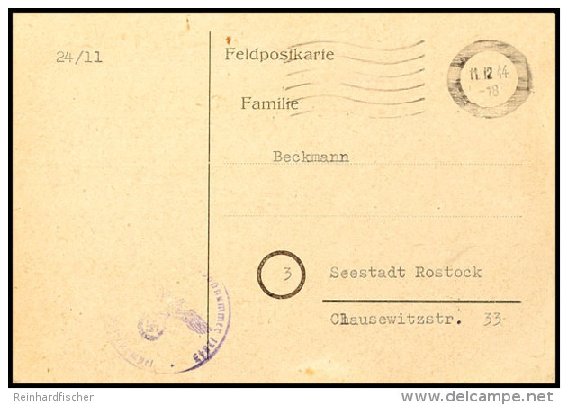 1944, Funknachrichtenkarte "La Rochelle", Gebraucht Mit Amtiertem Maschinenstempel Vom 11.12.44 Und Briefstempel... - Otros & Sin Clasificación