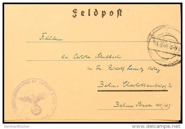 1943, V-Waffen, Briefstempel "Flakversuchskommando Der Luftwaffe L-Flak", Klar Auf Feldpost-Kartenbrief Mit... - Autres & Non Classés