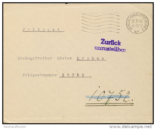 Stalingrad 1942, Je Ein Beleg Aus Berlin-Charlottenburg Und Wien 68 Mit Stempel "Unzustellbar / Zurück" (1x... - Otros & Sin Clasificación