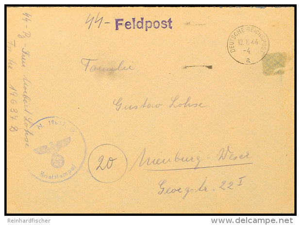 1944, SS-Feldpostbrief Mit Stempel DEUTSCHE REICHSPOST 10.10.44 Sowie Briefstempel Und Absendervermerk Mit... - Autres & Non Classés