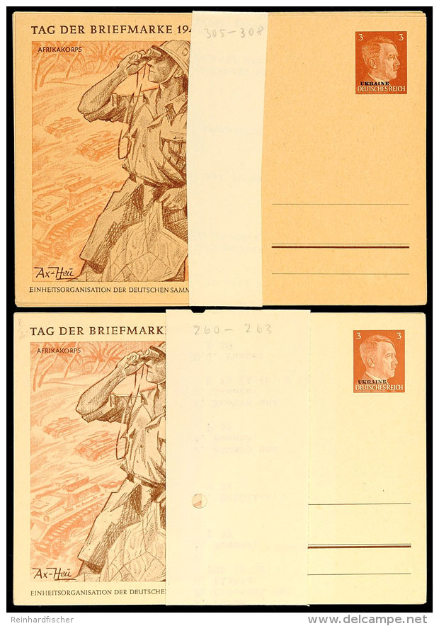 6 Pfg. Sonderkarte "Tag Der Briefmarke" Auf Rahmenfarbigem Und Sämischen Papier, Jeweils Komplette Mit Allen 4... - Autres & Non Classés