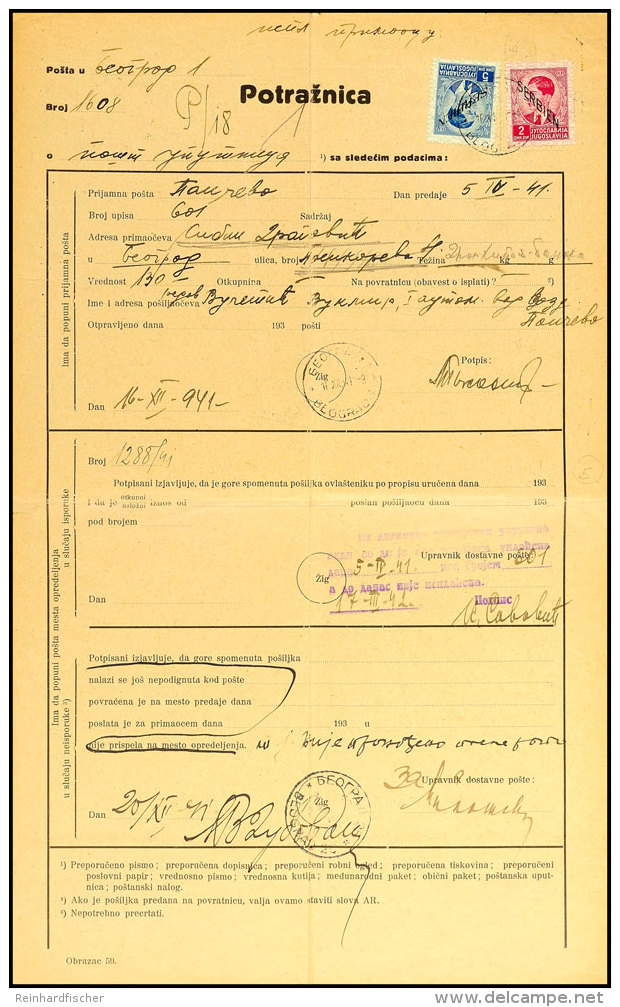Mischfrankatur Aus Serbien I über 2 Din. Mit Serbien II über 5 Din. Auf Gebührengerechter... - Autres & Non Classés