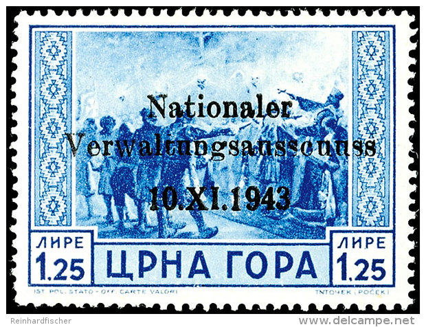 1,25 Lire Verwaltungsausschuss, Setzfehler I "Verwaltungsausscuuss" (Feld 8), Tadellos Postfrisch, Gepr. Krischke... - Occ. Allemande: Montenegro