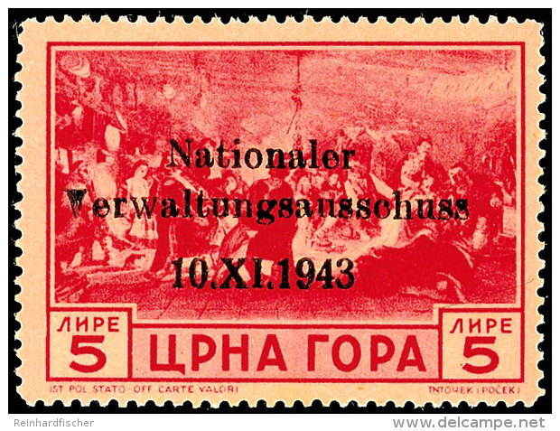 25 C. - 5 Lire Freimarken, Postfrisch, Mi. 1080,-, Katalog: 10/18 **25 C. - 5 Liras Postal Stamps, Mint Never... - Occ. Allemande: Montenegro