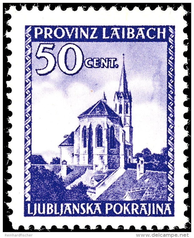 50 Cent Freimarke, Plattenfehler II "Schattenbild Des Kirchturms Rechts Im Markenbild" (Bogenfeld 4), Tadellos... - Otros & Sin Clasificación