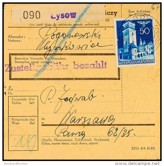 Ghetto Warschau, Stempel "POSTABLAGE Im Jüdischen Wohnbezirk Warschau" 27.8.41 Rückseitig Auf Paketkarte... - Autres & Non Classés