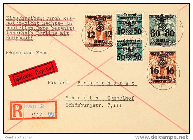 50 Auf 30 Gr Aufdruckmarke Neben Weiteren Aufdruckmarken, Zusammen 2,08 Zl (= 1,04 RM) Als Portogerechte Frankatur... - Autres & Non Classés