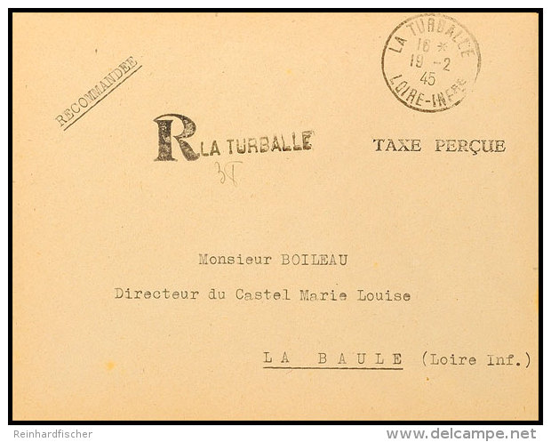 1945, Barfrankierter Brief Innerhalb Der Festung St. Nazaire Von "LA TURBALLE 19-2 45" Nach La Baule Mit Rs.... - Autres & Non Classés