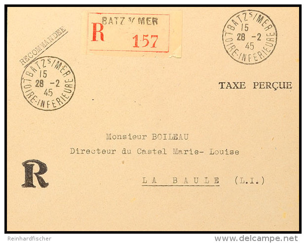 1945, Barfrankierter Brief Innerhalb Der Festung St. Nazaire Von "BATZ S/MER 28-2 45" Mit R-Zettel 157 Nach La... - Autres & Non Classés