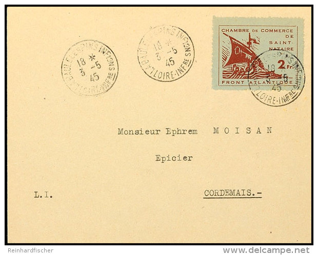 2 Fr. Lilabraun Auf Brief Von LA BAULE 3-5 45 Nach Cordemais, Katalog: 2a BF2 Fr. Lilac Brown On Cover From LA... - Otros & Sin Clasificación