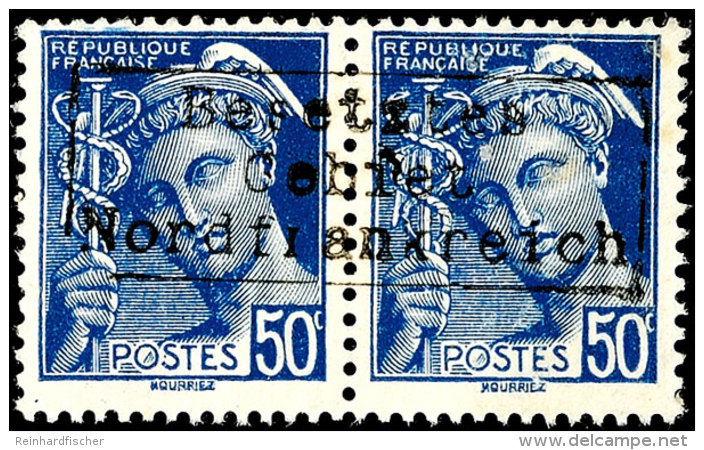 50 C. Blau, Waag. Ungebrauchtes Markenpaar Mit Aufdruck In Type II, Attest Herbst VP (2016) "Die Erhaltung Ist... - Autres & Non Classés