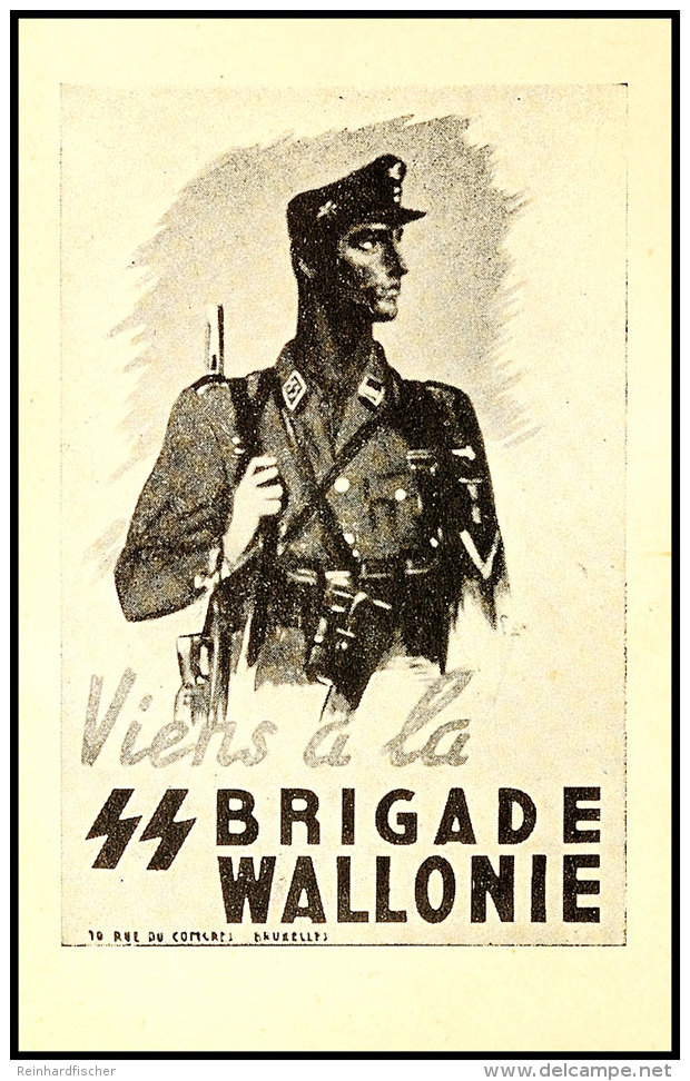 Propagandakarte Wallonische SS-Freiwilligenlegion "Nur Eine Wallonische SS-Brigade", Extrem Seltene Karte In Guter... - Otros & Sin Clasificación