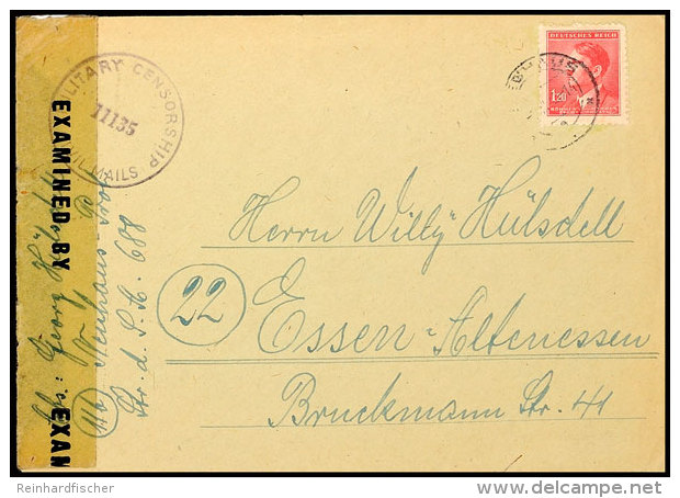 1,20 K Hitler Gestempelt "NEUHAUS 1.III.45" Auf Überroller-Brief Mit US-Zensur Nach Essen, Selten,  Fotoattest... - Boehmen Und Maehren